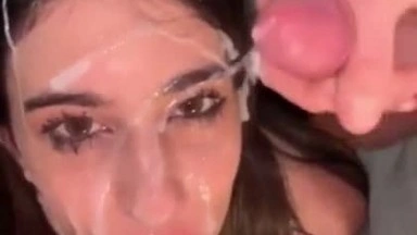 Cute Amateur gets double facial