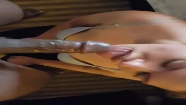 Teen blonde sucking the big black cock