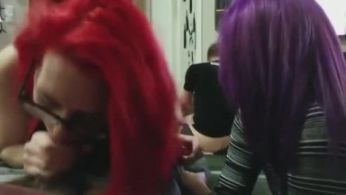 Emo babes sharing the big dick